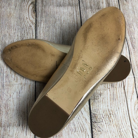 J Crew Metallic Gold Scalloped Ballet Flats 8.5 - Picture 8 of 11